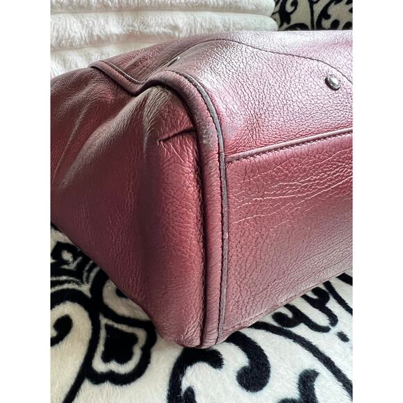 Coach Mickie Tote in Burgundy Metallic Leather - Picture 5 of 12